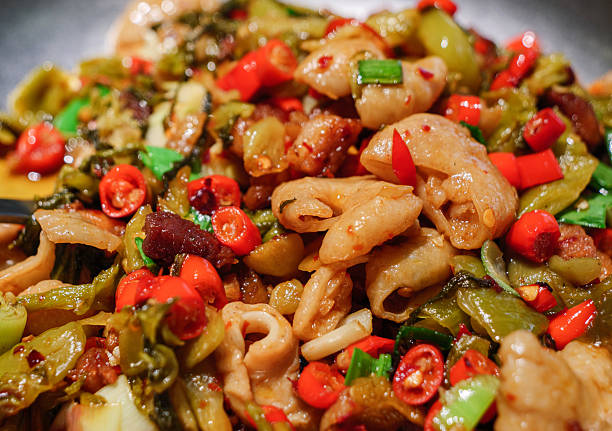Chinese Food: Spicy Stir-fried Pork Intestines