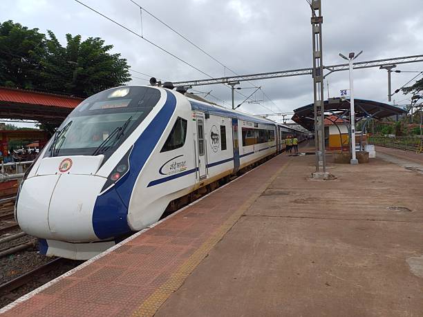istock Vande Bharat train on the railway station, India's fastest train, Vande Bharat. 2236116693