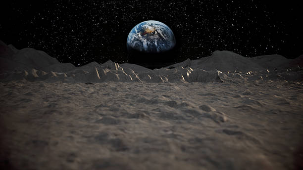 istock View of Earth from the Moon with starry sky and lunar surface at twilight 2236116857