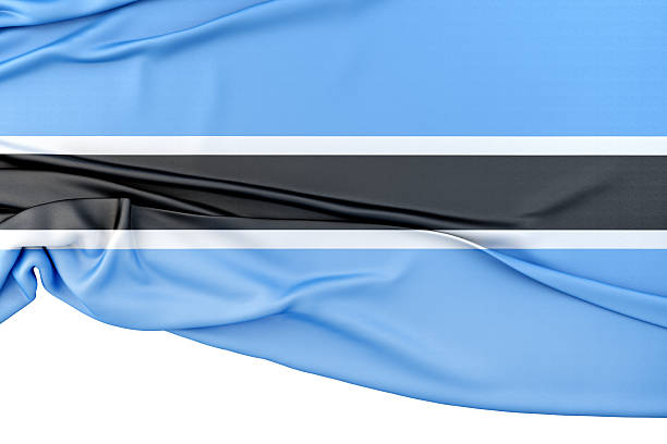 Isolated Flag of Botswana with copy space below. 3D Rendering.