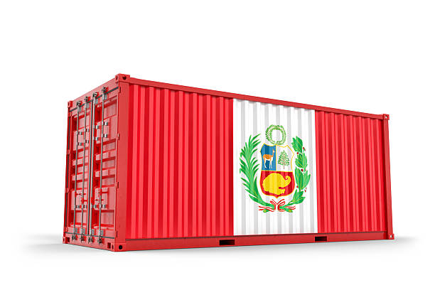 istock Peru flag adorning shipping container, representing international maritime commerce and logistics sector. 3d Rendering 2236118022
