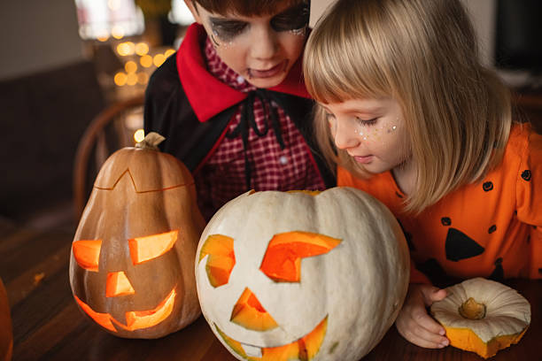 istock Children with pumpkins on Halloween 2236118318