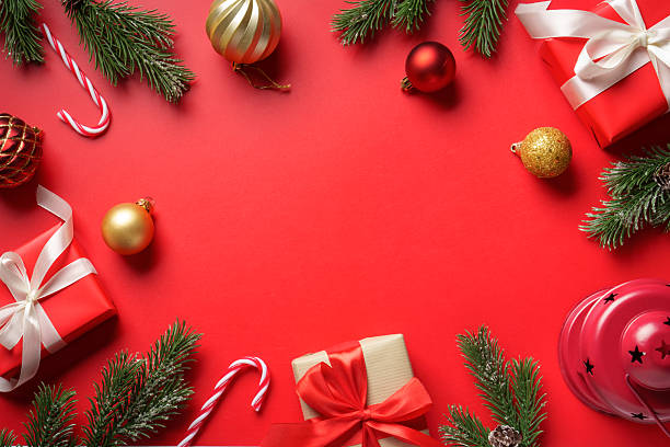 istock Christmas composition with gifts and decorations. 2236123576