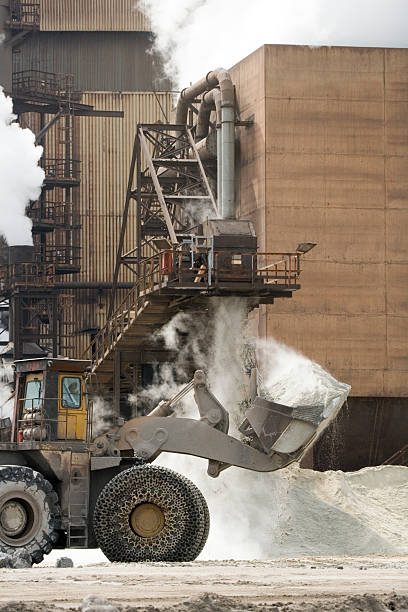 Redcar, Cleveland, England, United Kingdom - May 20, 2007: A heavy loader tractor working at Redcar Steelworks near South Gare, Teesside, Cleveland