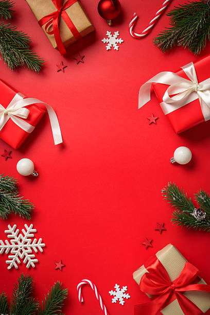 istock Christmas composition with gifts and decorations. 2236124116