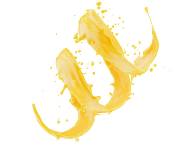 istock orange juice splash isolated on white background. 3d render 2236127305