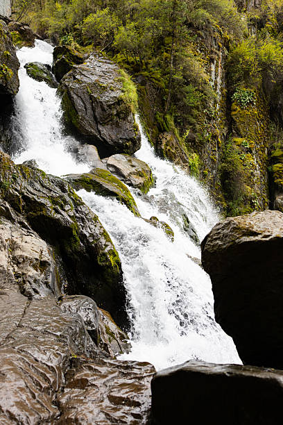 istock Altai Mountain Waterfall flows over large rocks surrounded by lush vegetation. The picture captures the beauty of nature in a serene setting. 2236168638