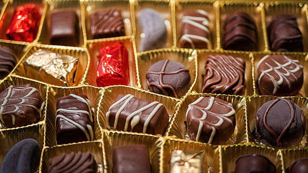 istock Delicious chocolate candies in packaging background 2236175692