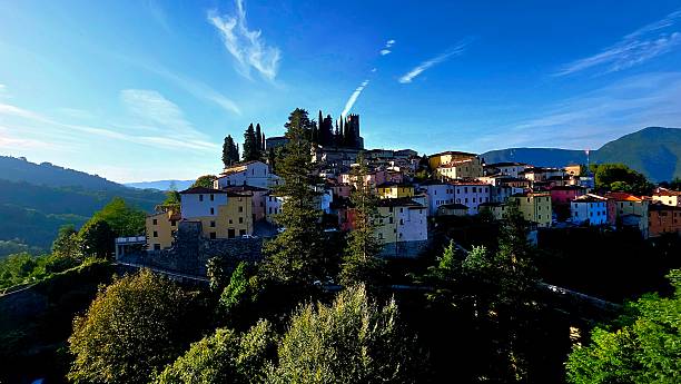 istock Barga, Tuscany, Perched on a Hillside Under a Blue Sky 2236185543