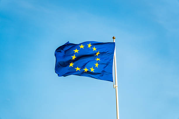 A European flag that flies at the top of a mast
