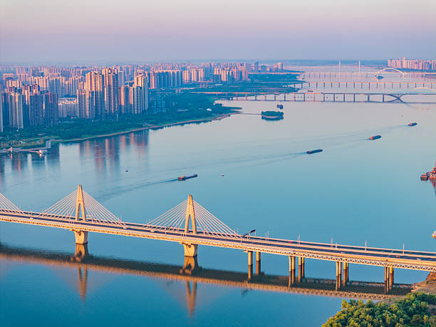 istock Cable-stayed bridge across the river in Shanghai, China 2236191535