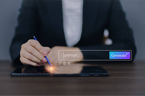 istock Prompt AI generation concept. Woman using Tablet to enter AI prompt and generate digital content, and productivity tools for content creation and marketing 2236193778