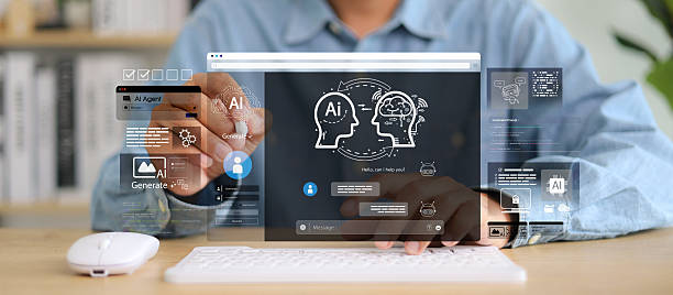 istock Chat with AI or Artificial Intelligence. Young businessman chatting with a smart AI or artificial intelligence using an artificial intelligence chatbot developed by OpenAI. 2236195188