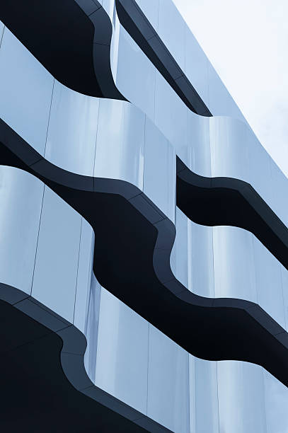 istock Modern building Curved metal facade reflection Architectural details 2236195555