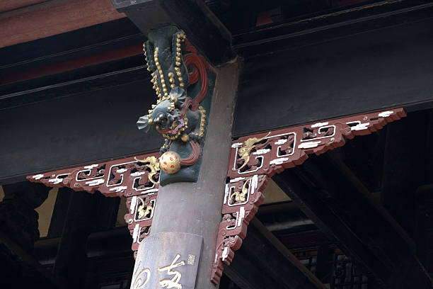 Architectural details at Wenshu Temple, or Wenshu Monastery, a Buddhist temple located in Chengdu, Sichuan, China.