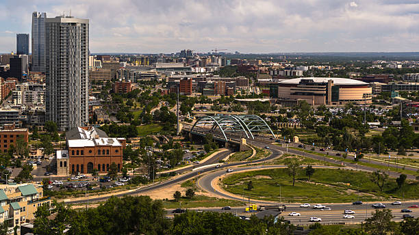istock High angle view of Five Points district with Speer Boulevard interchange. Ball Arena and downtown skyscrapers visible in Denver, Colorado cityscape. 2236197386