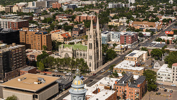 istock Cathedral Basilica of the Immaculate Conception dominates Capitol Hill skyline. Historic church with twin spires in Denver, Colorado. 2236204556