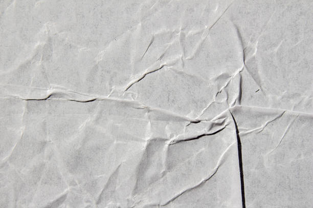 White creased crumpled glued paper poster mockup texture background