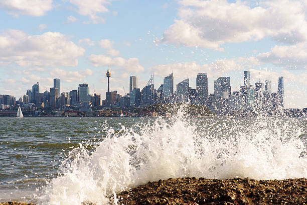 Beautiful view of Sydney downtown from Sydney Harbour national park