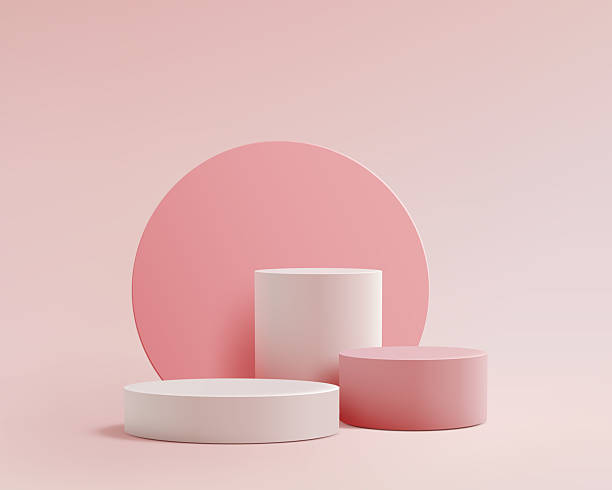 istock minimalist abstract 3d podium with soft pink cylinders and circular backdrop for product display showcase mockup design studio stage background 2236211961
