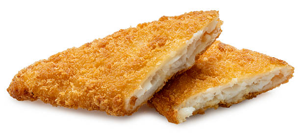 Deep fried crispy fish steak isolated on white, Deep fried Breaded fish isolated on white background With clipping path.