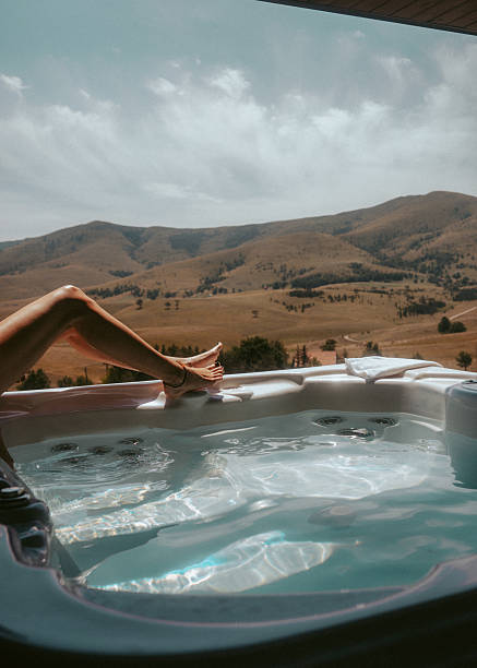 istock Luxury spa retreat with mountain view 2236227309