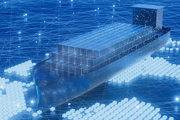 istock A blue ship is shown in a blue and white color scheme 2236230296