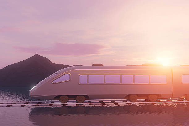 istock A train is on the tracks with a mountain in the background 2236230321