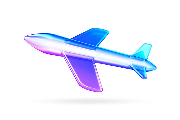 Green modern passenger plane against blue background