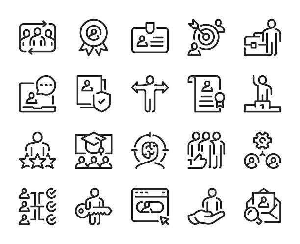 human resources - ikony linii - konflikty partnerskie stock illustrations