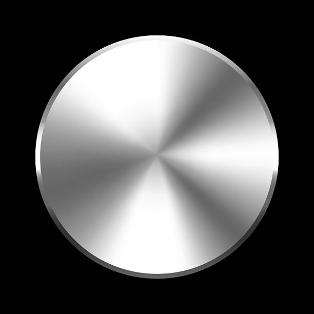 istock Radial gradient metallic silver medal. Winner award trophy badge coin. Metal chrome circle volume button. Quality certificate round hologram sticker frame. Shiny badge shield label banner background. 2236238929