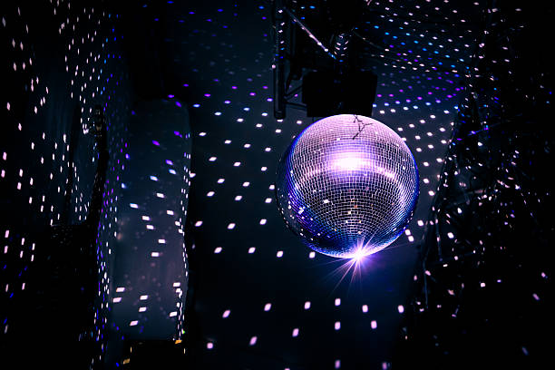 istock Disco Ball Reflecting Purple and Blue Light in a Dark Hall. 2236248933