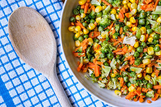 London UK, September 19 2025, Healthy Mixed Cooked Vegetables Food Ingredients