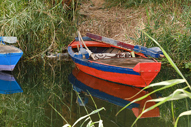 istock Red and blue boats on the Nile River in Egypt. 2236257697