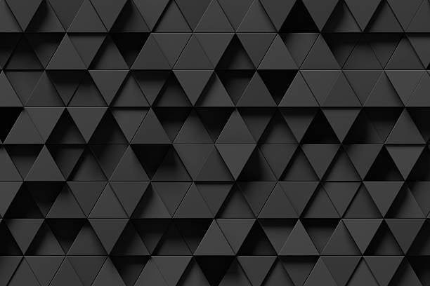 istock Black equilateral triangles at different depths are closely packed forming a dark background. Illustration as a wallpaper for slide show presentation and web page design 2236261221