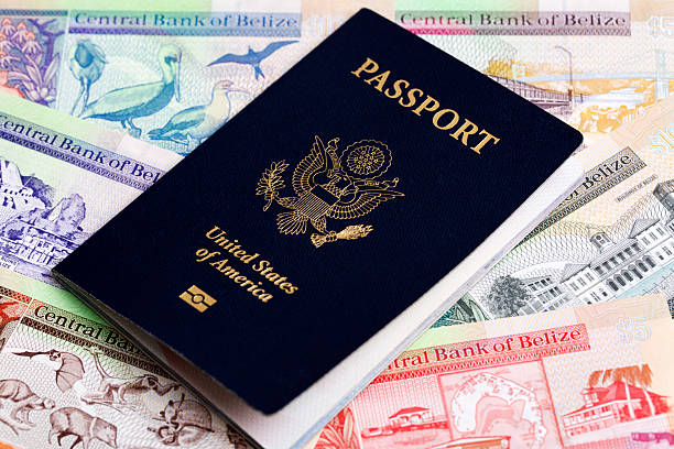 istock American passport on Belizean money 2236262124
