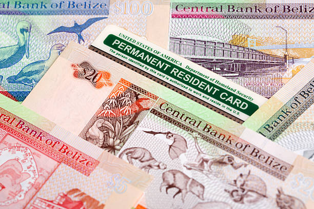 istock American Permanent Resident Card on Belizean money 2236262174