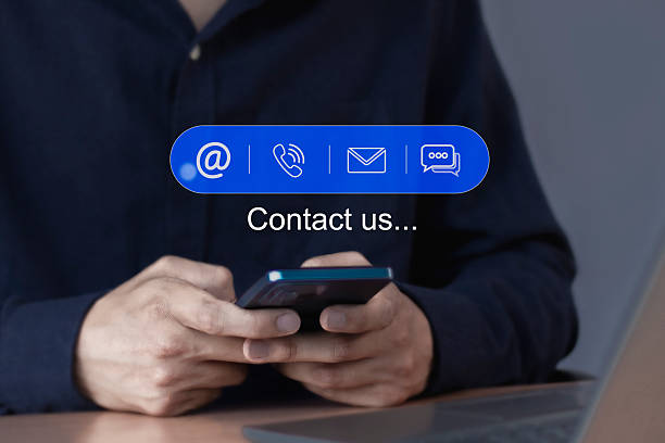 istock Contact us and virtual customer service with modern contact icons, chatbot, text, email, call options, business support solutions. 2236267516