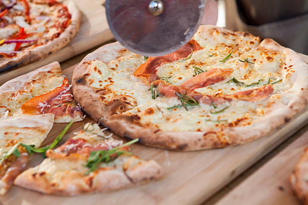 Pizza cooked in a wood-fired oven