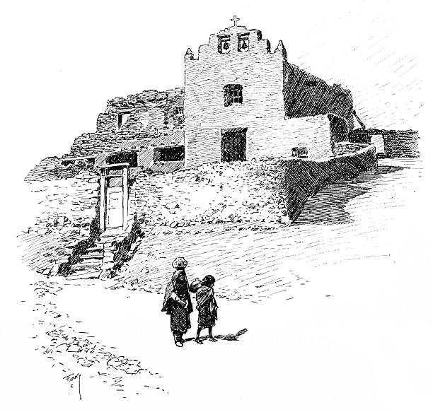 Antique magazine image: Laguna Pueblo, Church