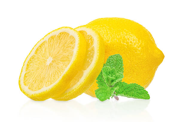 istock Fresh lemon slices with mint on white background 2236272194