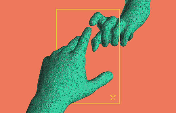 istock Hands reaching towards each other. Concept of human relation, togetherness or  partnership. 3D vector illustration. Can be used for advertising, marketing or presentation. 2236278303