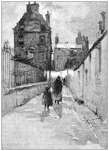 Antique magazine image: Literary Landmarks of Edinburgh, Adam Smith's House, Panmure Close, 129 Canongate