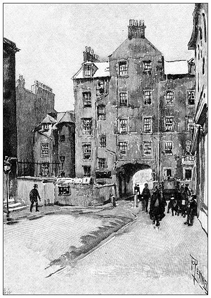 Antique magazine image: Literary Landmarks of Edinburgh, Burns's Lodging, Buccleuch Pend
