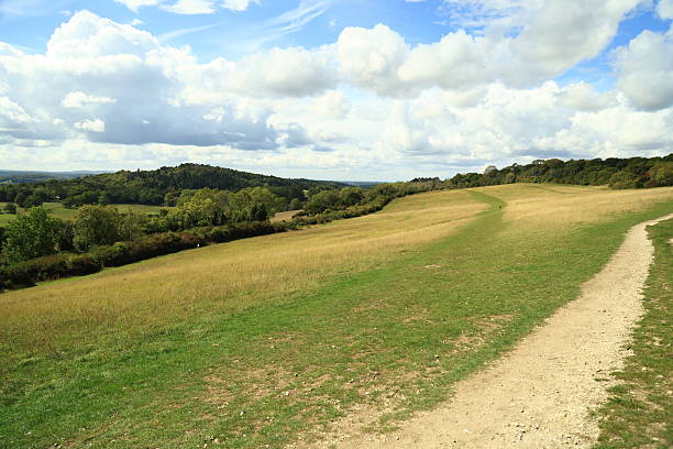 Surrey Hills English natural countryside public footpath Surrey England Europe