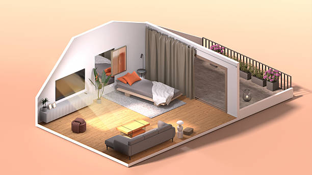 istock Living room 3d isometric interior design. 3d render 2236300136