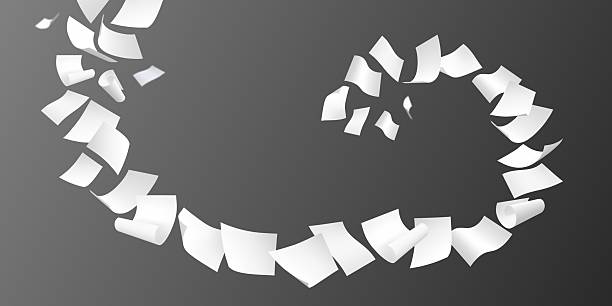 istock Flying white paper sheets, vector realistic throw paper pile floating in air, curled pages flight on twisted wind blow 2236304978