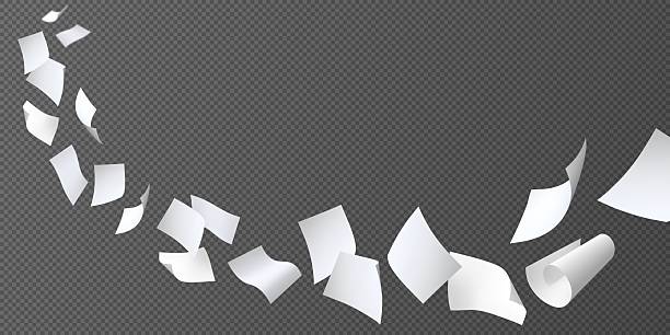 istock Flying white paper sheets, vector realistic throw paper pile floating in air, curled page blanks flight on wind blow 2236304982