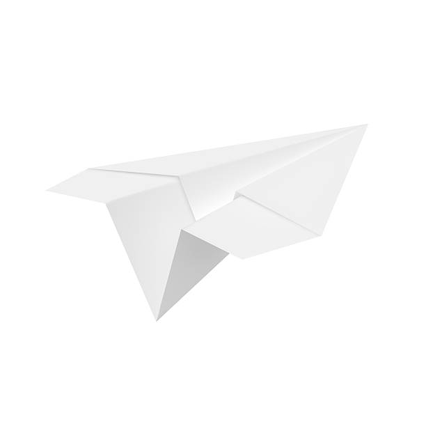 istock Paper white airplane icon, kids craft, flying up, transport. 2236304986