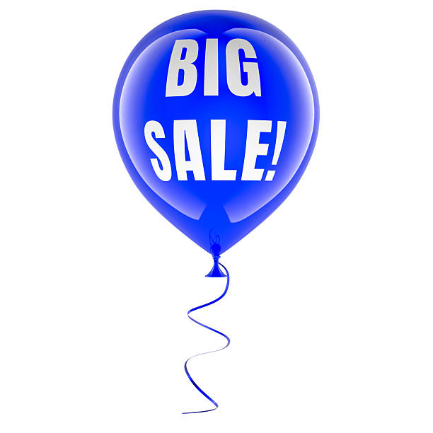 istock Big Sale, blue balloon with text. Shopping discount concept. 3D rendering 2236314678
